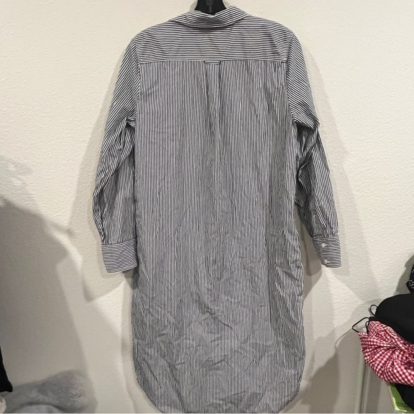J.Crew cotton poplin stripe shirt dress blue and white size 6 no belt - Picture 9 of 11
